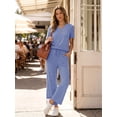 thumbnail image 2 of MOYIKO 2 Piece Sets for Women Casual Summer Travel Vacation Outfits Short Sleeve Tops Wide Leg Pants with Pockets Lounge Sets, 2 of 7