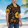 thumbnail image 3 of Pofeuu Sunflowers Leaves Print Hawaiian Shirt for Men Sleeves Casual Button Down Summer Beach Dress Shirts T-Shirts,Medium, 3 of 7