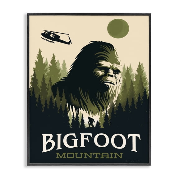 Stupell Industries Bigfoot Mountain Forest Black Framed Giclee Art, design by Omar Escalante