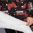 thumbnail image 3 of Oversized Wearable Blanket Hoodie,Red Controllers Games Icons Black Pattern Sherpa Blanket Hoodie with Super Pockets,Super Warm Fuzzy Pullover for Women & Men, 3 of 6