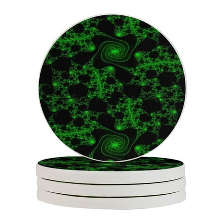 

Circular Drink Coasters Set Green-Spiral- Beautiful Home Decor Diatomite Heat-Resistant Diatomite Protect Table Countertop