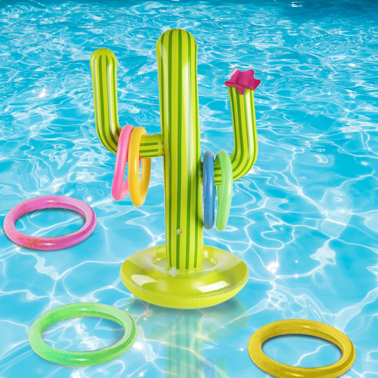 Swimming Pool Inflatable Cactus Ring Toss Game Set Floating Toys Beach SuppliPT 