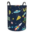 thumbnail image 2 of Haiem Funny Spaceships Leather Dirty Clothes Laundry Basket,Sturdy & Waterproof,Collapsible Round Design For Efficient Space Management,Multi-Purpose Storage Basket, 2 of 8