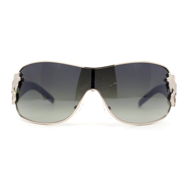 SA106 Womens Oversized Shield Wrap Sunglasses, Gold Black  display picture 1