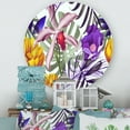 thumbnail image 2 of Designart 'VIntage Tropical Flowers IX' Traditional Circle Metal Wall Art 23x23 - Disc of 23, 2 of 5
