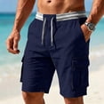 thumbnail image 2 of DDAPJ pyju Big and Tall Shorts for Men Cargo Sweat Shorts Lightweight Drawstring Elastic Waist Beach Athletic Shorts with Multi Pockets Dark Blue XXXL, 2 of 6