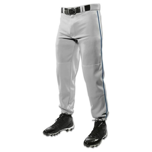 Champro Triple Crown Classic Baseball Pant w/ Braid Grey w/ Navy Pipe