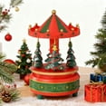 thumbnail image 4 of Christmas Carousel Figurines Decoration Christmas Village House Musical Carousel with 4 Horses Go Round, Music Box Gift for Girls and Boys, 4 of 8