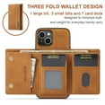 thumbnail image 2 of Allytech 2 in 1 Detachable Wallet Case for iPhone 15 Plus with Cash Pocket & Cash Slots, [Magnetic Clasp] [Kickstand] Retro PU Leather Soft TPU Shockproof Anti-Scratch Slim Case - Brown, 2 of 9