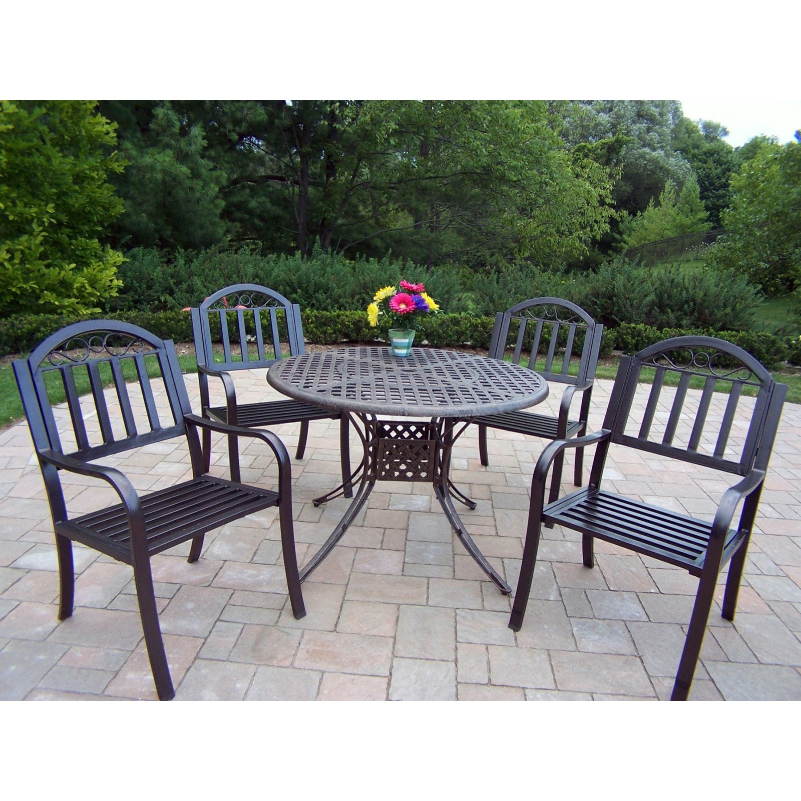 Oakland Living Elite Rochester Cast Aluminum 42 in. Patio Dining Set