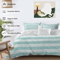 thumbnail image 3 of 3 Piece Aqua Striped Duvet Cover Set Twin Size, Microfiber Comforter/Quilt Cover with Corner Ties and 2 Pillowcases, Rustic Farmhouse Stripes All Season Soft Bedding with Zipper Closure, 3 of 8