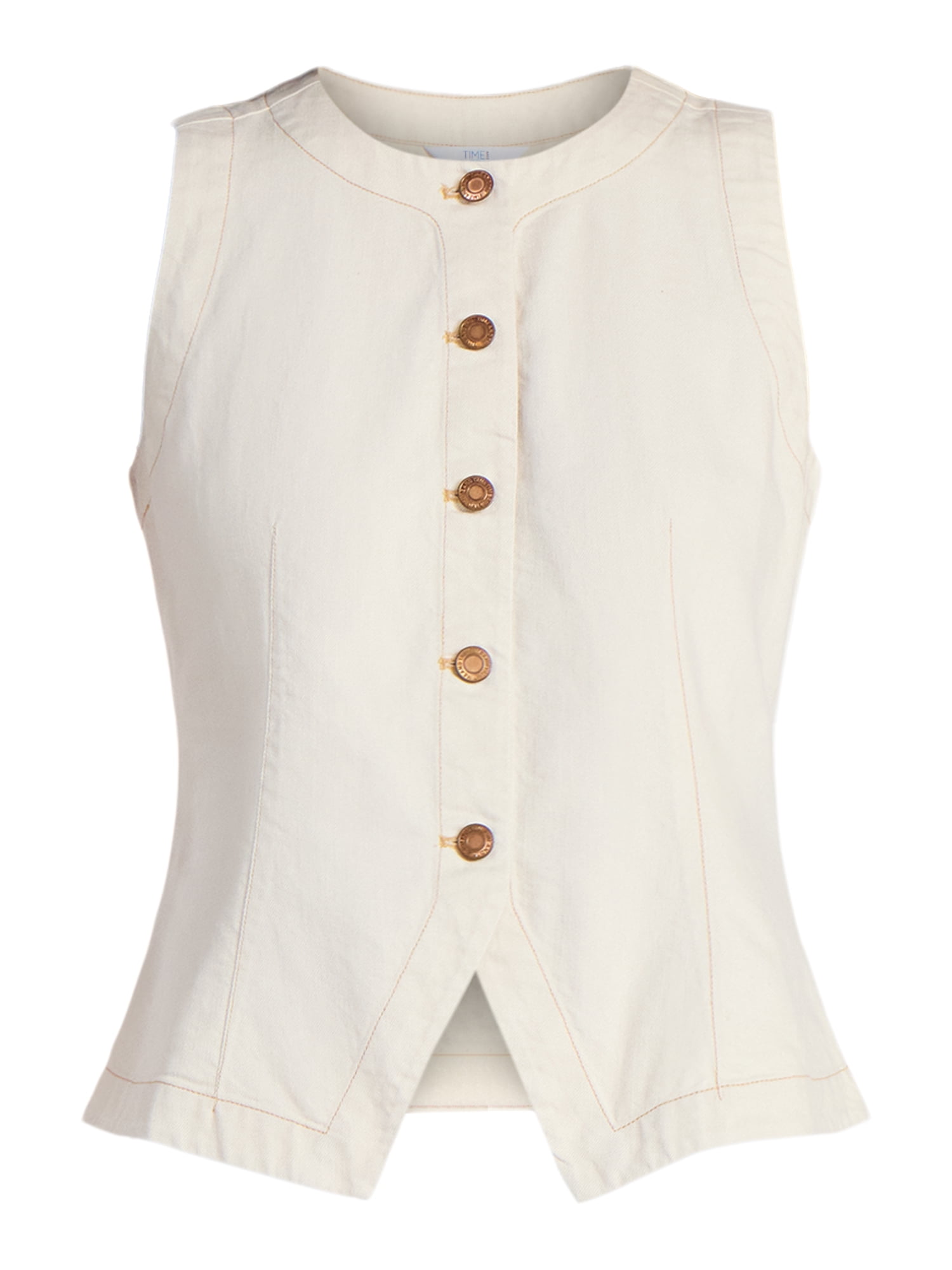 Time and Tru Women's Button Up Denim Vest, Sizes XS-XXXL