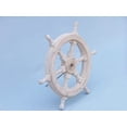 thumbnail image 2 of Hampton Nautical Classic Wooden Whitewashed Decorative Ship Steering Wheel 12" - Nautical Home Decoration, 2 of 2