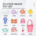 thumbnail image 2 of Juego de juguetes de playa de silicona MarcZero Modern Baby de 11 piezas, color rosa melocotón, 2 of 9