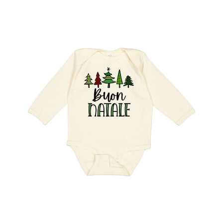 

Inktastic Buon Natale Festive Christmas Trees Boys or Girls Long Sleeve Baby Bodysuit