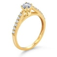 thumbnail image 3 of Gem Stone King 10K Yellow Gold White Created Sapphire and White Lab Grown Diamond Engagement Ring for Women (0.43 Cttw, Gemstone September Birthstone, Round 4MM, Size 7), 3 of 4