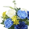 thumbnail image 2 of 20-inch Artificial Silk Blue Peony Mixed Cemetery Bouquet, for Indoor/Outdoor Use, by Mainstays, 2 of 8