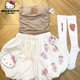thumbnail image 2 of Sanrio Hello Kitty tirantes dibujos animados Anime japonés Kawaii estampado de moda Y2K dulce chica chaleco sin mangas pantalones cortos traje adelgazante, 2 of 4