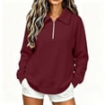 thumbnail image 2 of Perfectbot Women's Quarter Zip Collared Sweatshirt Long Sleeve Casual Loose Fit Fall Fashion Top, 2 of 6