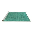 thumbnail image 2 of Ahgly Company Machine Washable Indoor Rectangle Oriental Turquoise Blue Traditional Area Rugs, 7' x 9', 2 of 4