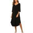 thumbnail image 2 of Ekouaer Nightgown for Women Long Nightshirt Maxi Sleepshirts V Neck Loungewear 3/4 Sleeve Sleepwear Full Length Sleep Dress, 2 of 6