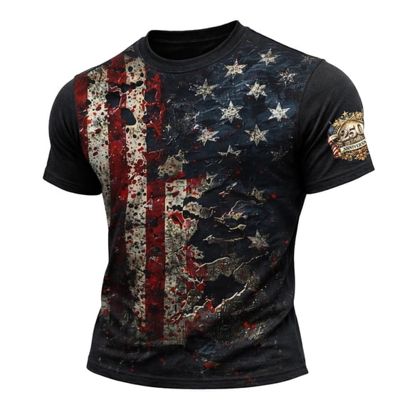 WAYUTE Mens 250 Anniversary USA Shirt National Flag Full Graphic Comfortable Loose Celebrations Tee Independence Day T Shirts