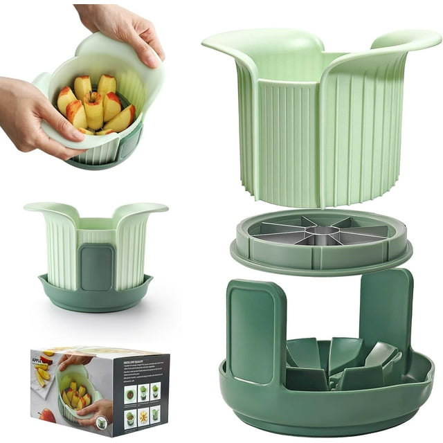 Apple Cutter,Upgraded Heavy Duty Apple Slicer Corer with Base,Stainless Steel Ultra-Sharp Blade,Cut Apples All The Way Through,8-Blade Fruit Core/Slicer,Remover,Divider for Up to 3.5 in Apples