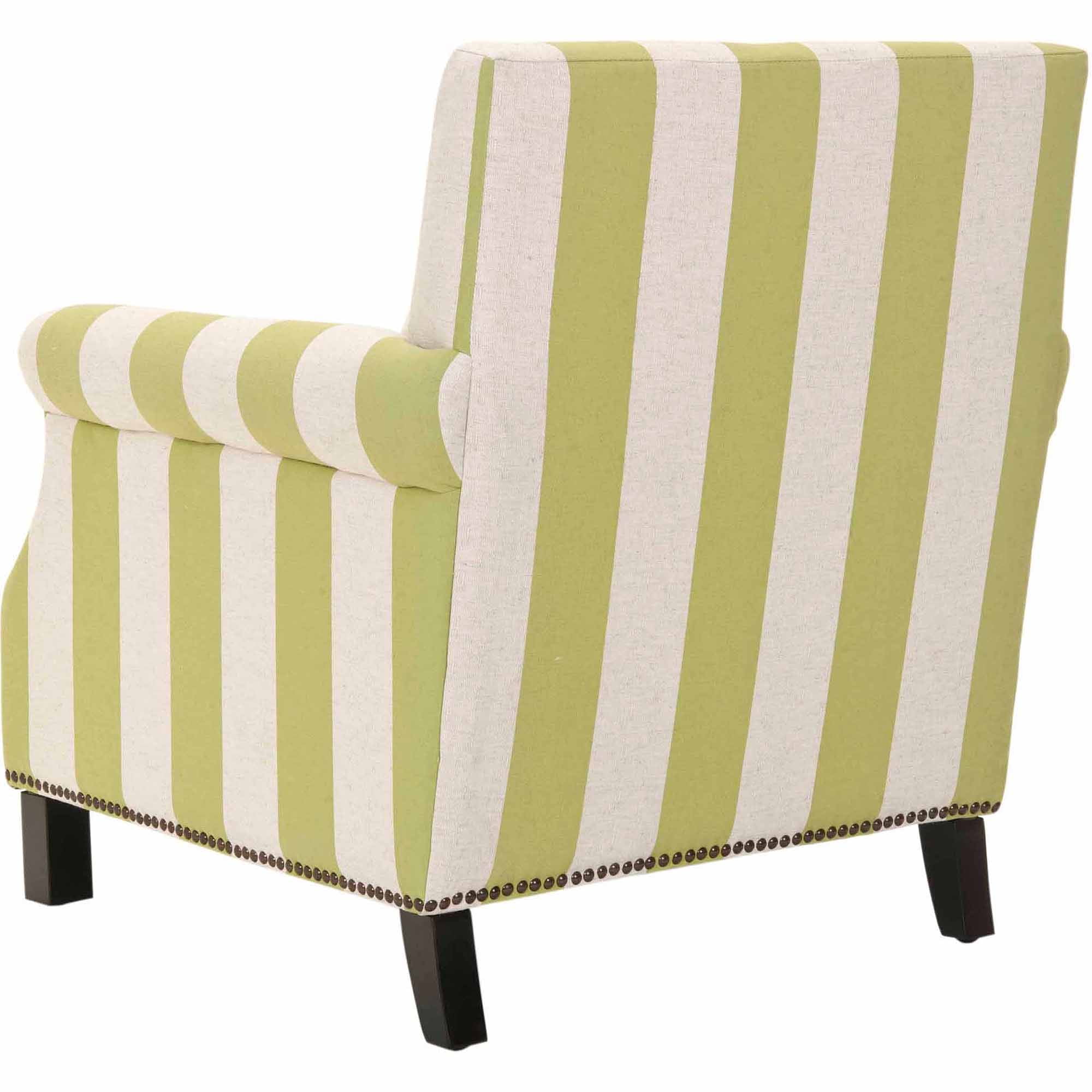 SAFAVIEH Easton Rustic Glam Upholstered Club Chair w/ Nailheads, Lime Green/White