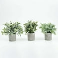 thumbnail image 6 of Efavormart Set of 3 | 9" Mini Potted Artificial Plants, Eucalyptus Rosemary Faux Herbs, Boxwood Greenery in Pots - Frosted Green, 6 of 10