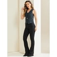 thumbnail image 4 of DARING DIVA Women's Suit Vest Button Up Belt V Neck Sleeveless Waistcoat L Dark Blue, 4 of 6
