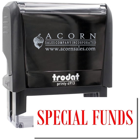 Large Self-Inking Special Funds Stamp, Trodat Printy 4913, Press and Print Stamping, Impression Size 7/8" x 2-1/4", Up to 10,000 Impressions - Red Ink