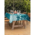 thumbnail image 4 of 54x80 Inch Outdoor Tablecloth with Umbrella Hole Zipper Rectangle Teal Green Ocean Shark Rectangular Tablecloths Outside Waterproof Coastal Wave Summer Beach Patio Table Cloth Cover for Picnic Party, 4 of 8