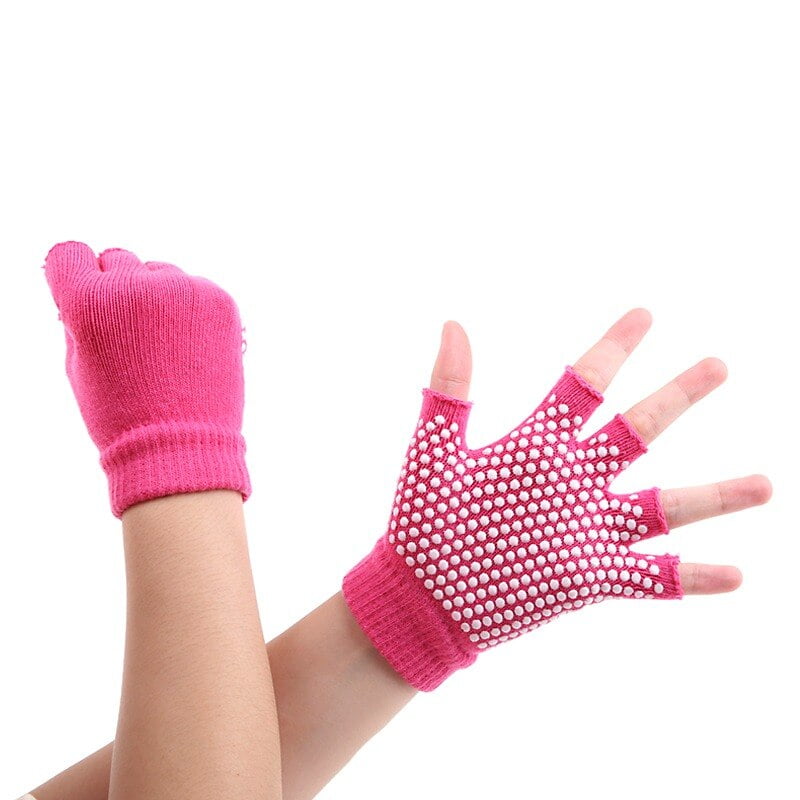 1 Pair Half Finger Yoga Gloves Anti Slip Cotton Grip Breathable