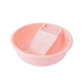 thumbnail image 2 of Lavabo con tabla de lavar, práctico y que ahorra espacio, con soporte para jabón. Raya rosa, 2 of 9