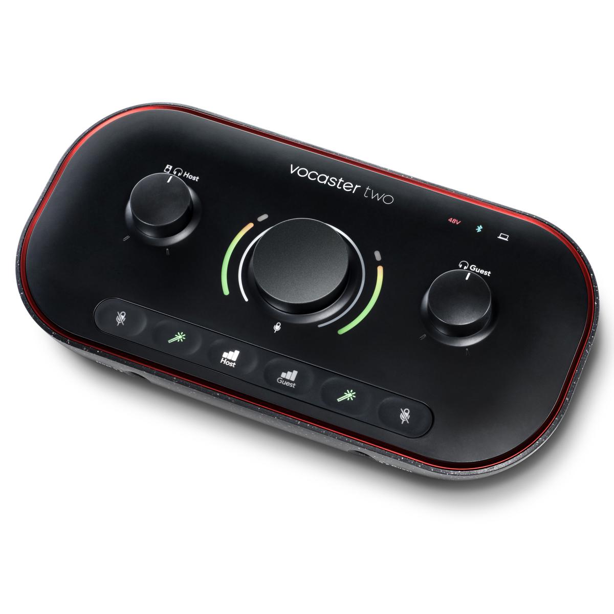 Focusrite Vocaster Two Podcast Interface for Solo Content Creators, Bundle with H&A Broadcast Arm