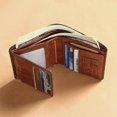 thumbnail image 2 of Men Genuine Leather RFID Anti-theft Multifunction Retro Large Capacity Foldable Card Holder Wallet - Brown, 2 of 6