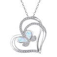 thumbnail image 2 of FENGGHAO Silver Heart Butterfly Necklace for Mom Love Pendant Alloy Zircon Jewelry Mothers Day Birthday Gift for Women 18 Inch Chain, 2 of 7