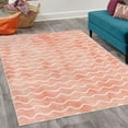 thumbnail image 2 of Nautical Decorative Rug, Soft Pastel Colored Ocean Sea Waves Pattern Summer Vibes Inspired Graphic, Quality Carpet for Bedroom Dorm and Living Room, 6 Sizes, Salmon White, by Ambesonne, 2 of 4