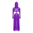 thumbnail image 3 of Lejafay Robe Maxi à Manches Longues Transparente pour Femmes, Fente Haute, à Capuche, Robe de Couverture Transparente Violette 3TG, 3 of 5