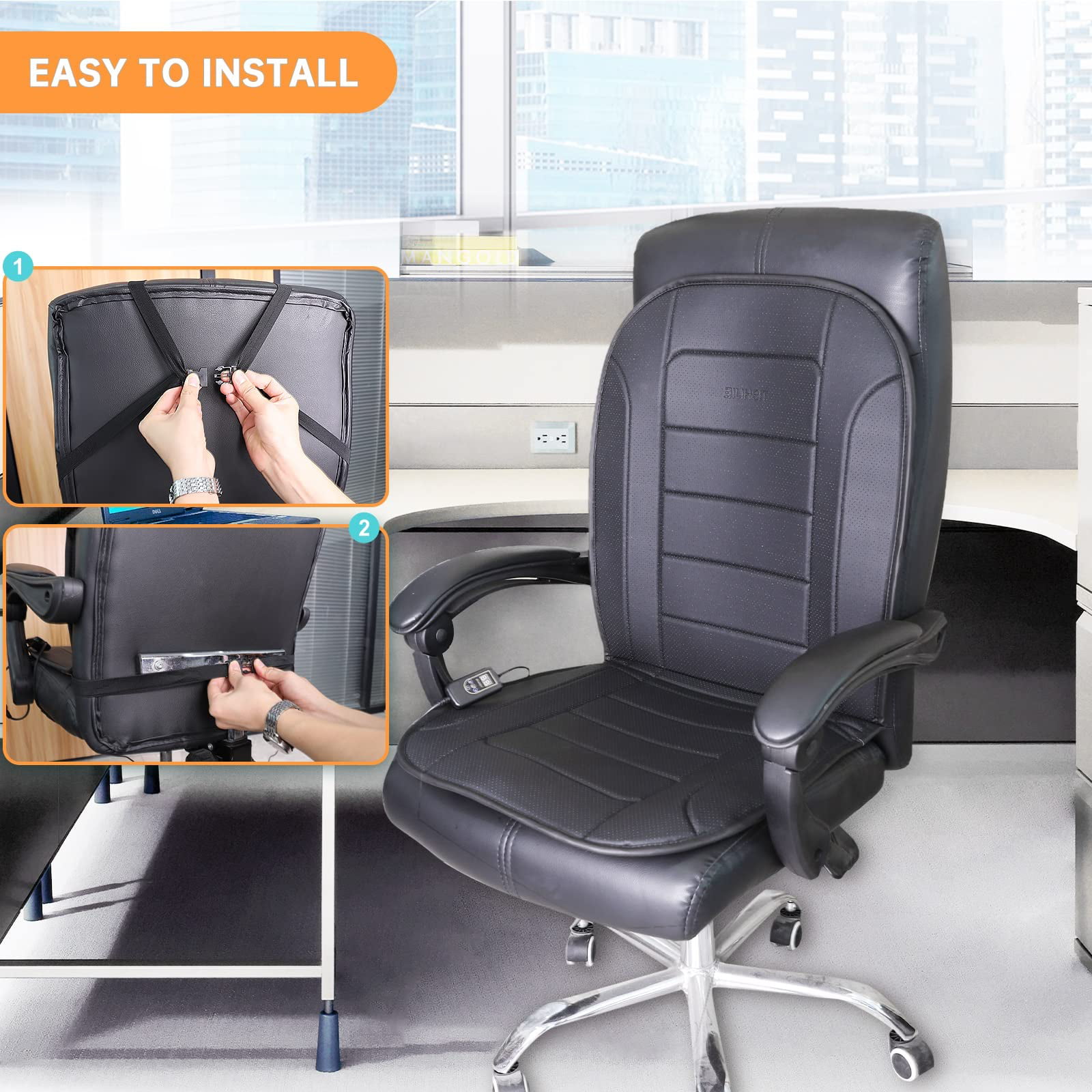 Heated seat cushion and backrest integrated office heating