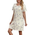 thumbnail image 2 of Erwazi Women Short Sleeve Long Nightgown Floral Sleepwear Nightshirts Loungewear with Pockets, 2 of 3