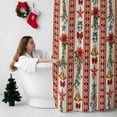 thumbnail image 5 of Christmas Stripes Bathroom Shower Curtain Bell Flower Stars Snowflakes Linen Waterproof Washable Shower Curtains for Bathtub Bath Decor with Grommets and Hook 72 X 84 Inch, 5 of 8