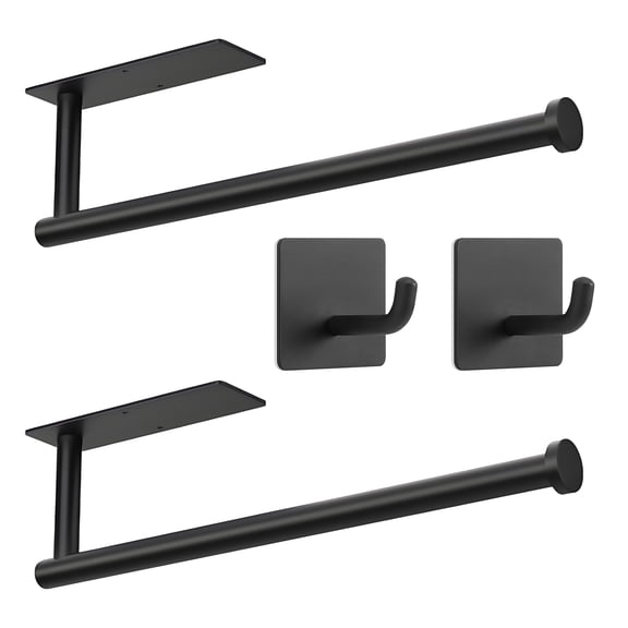 ROFAY 2 Pack Stainless Steel Water-Resistant Paper Towel Holder with 2 Pack Adhesive Hooks