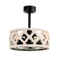 thumbnail image 5 of Mica 16 in. 3-Light Indoor Matte Black and Wood Grain Finish Ceiling Fan with Light Kit, 5 of 5