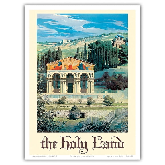 The Holy Land - Vintage Travel Poster by Medcalf c.1970s - Master Art Print (Unframed) 9in x 12in