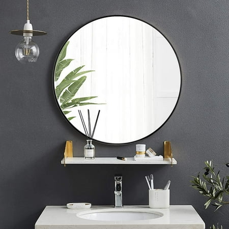 Bathroom Wall Mounted Round Mirror 27 5 Modern Metal Hanging Vanity For Dressing Room Washroom Entryway Decorative Circle With Frame Black Canada Bathroom Wall Mounted Round Mirror 27, Circle Hanging Vanity Mirror