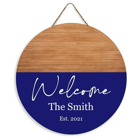 Custom Last Name Sign, Personalized Family Name Sign, Last Name Door Hanger, Welcome Sign, Front Door Decor, Housewarming Gift, Circle Wood Sign 12"