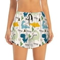 thumbnail image 2 of Goofa Childish Dinosaur Printed Women 2 in 1 Running Shorts,Quick Dry Athletic Workout Shorts,High Waisted Athletic Shorts with Liner Pockets-, 2 of 9