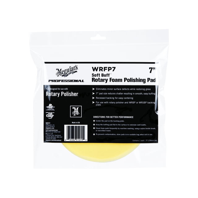 Meguiar's, Almohadilla de Espuma Para Pulido Rotatorio Soft Buff, WRFP7, DE 7", 1pza.