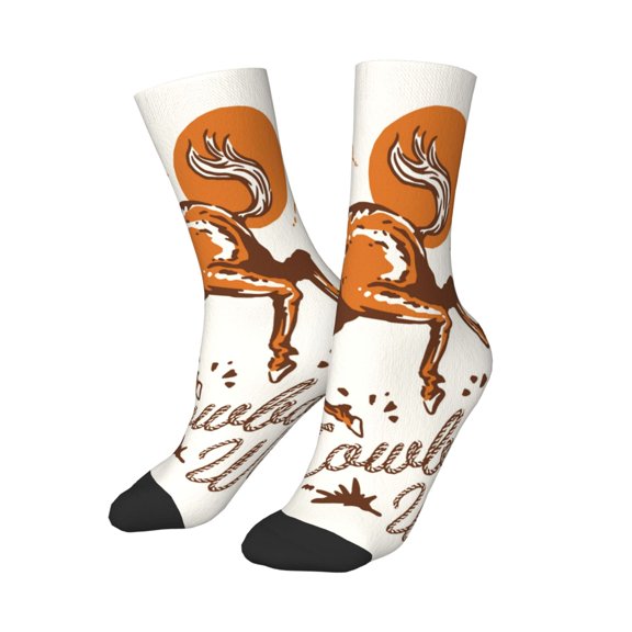 Uemuo Cowboy Riding Horse Printed Kids Boys Socks Seamless Crew Socks Crazy Funny Athletic Sport Socks for Children